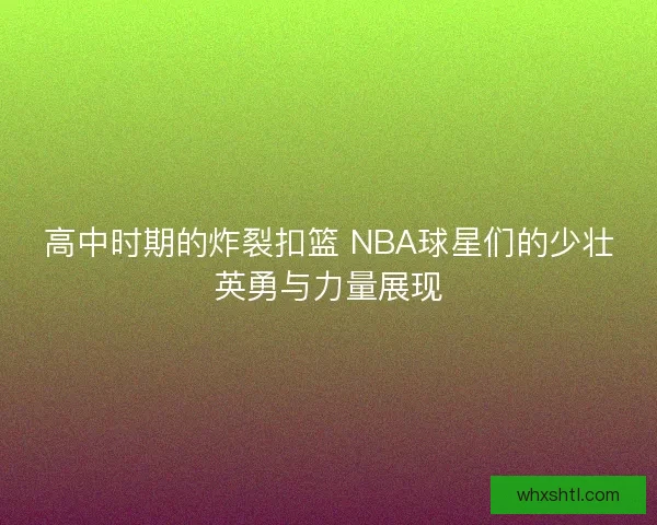 高中时期的炸裂扣篮 NBA球星们的少壮英勇与力量展现