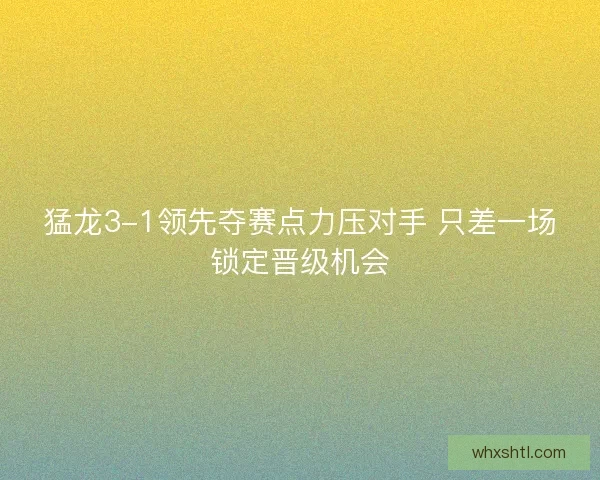 猛龙3-1领先夺赛点力压对手 只差一场锁定晋级机会