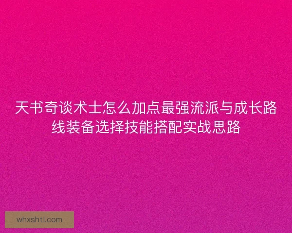 天书奇谈术士怎么加点最强流派与成长路线装备选择技能搭配实战思路