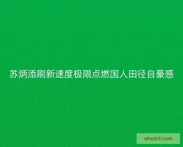 苏炳添刷新速度极限点燃国人田径自豪感